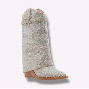 💞🩷Womens Sparkling Silver Embellished Boots - Size 9 - 3" Heels💕🩷